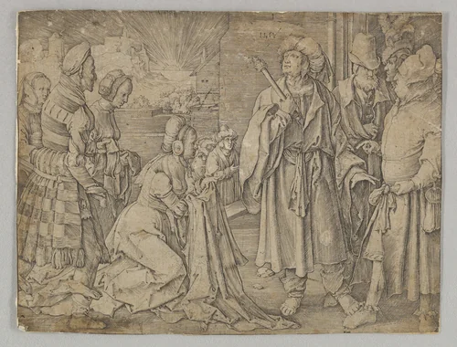 Potiphar's Wife Acuses Joseph by Lucas van Leyden, print, 1512