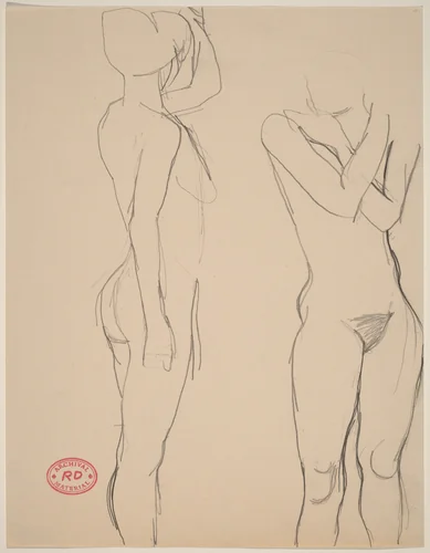 Untitled [two views of a standing female nude] by Richard Diebenkorn, drawing, 1955-1967