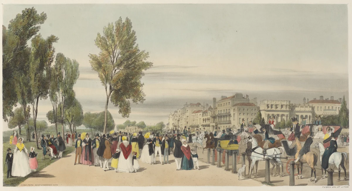 London As It Is: Hyde Park, near Grosvenor Gate by Thomas Shotter Boys, book, 1842
