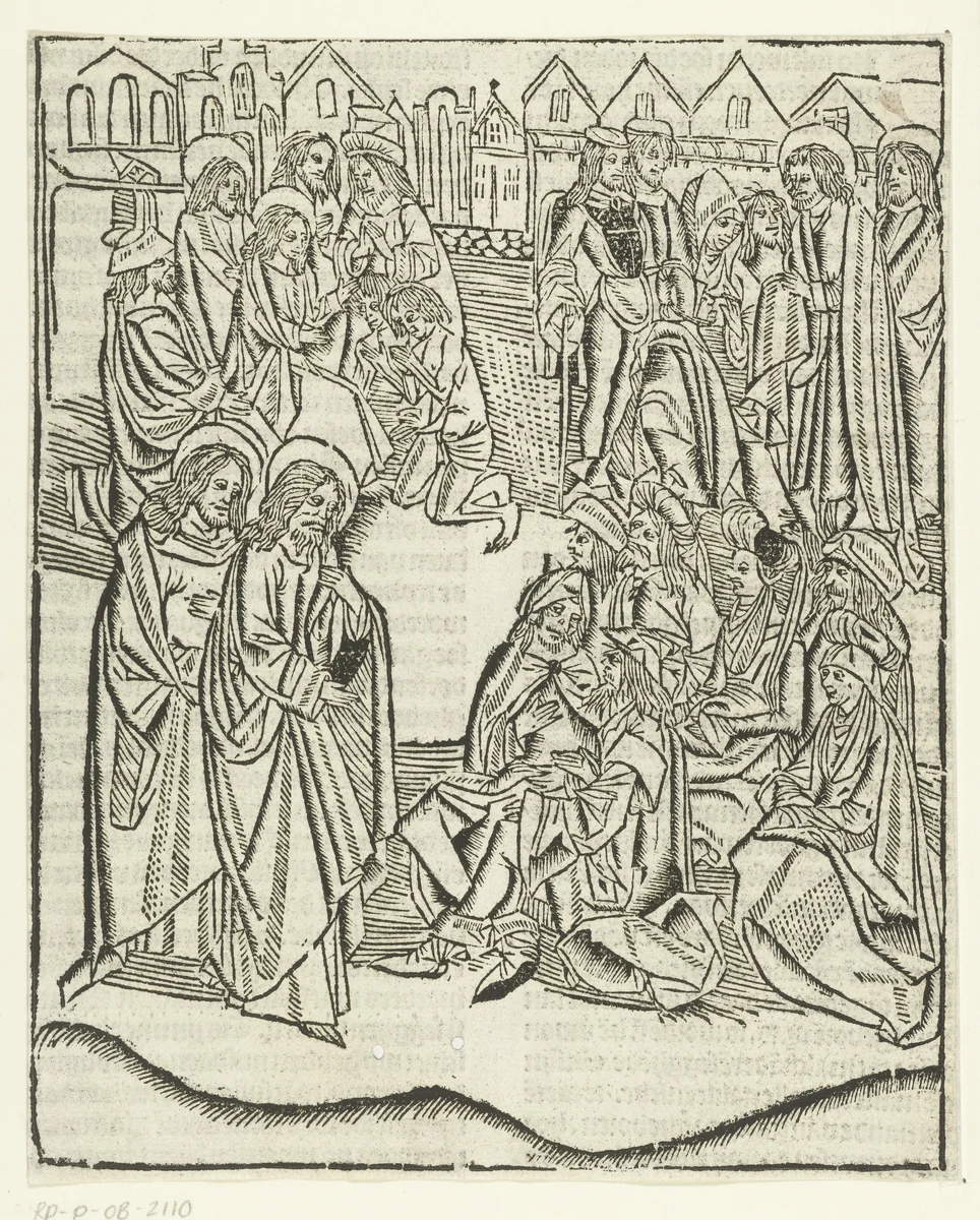 Het evangelie wordt door de discipelen in alle landen verkondigd by Unknown, print, 1480-1500