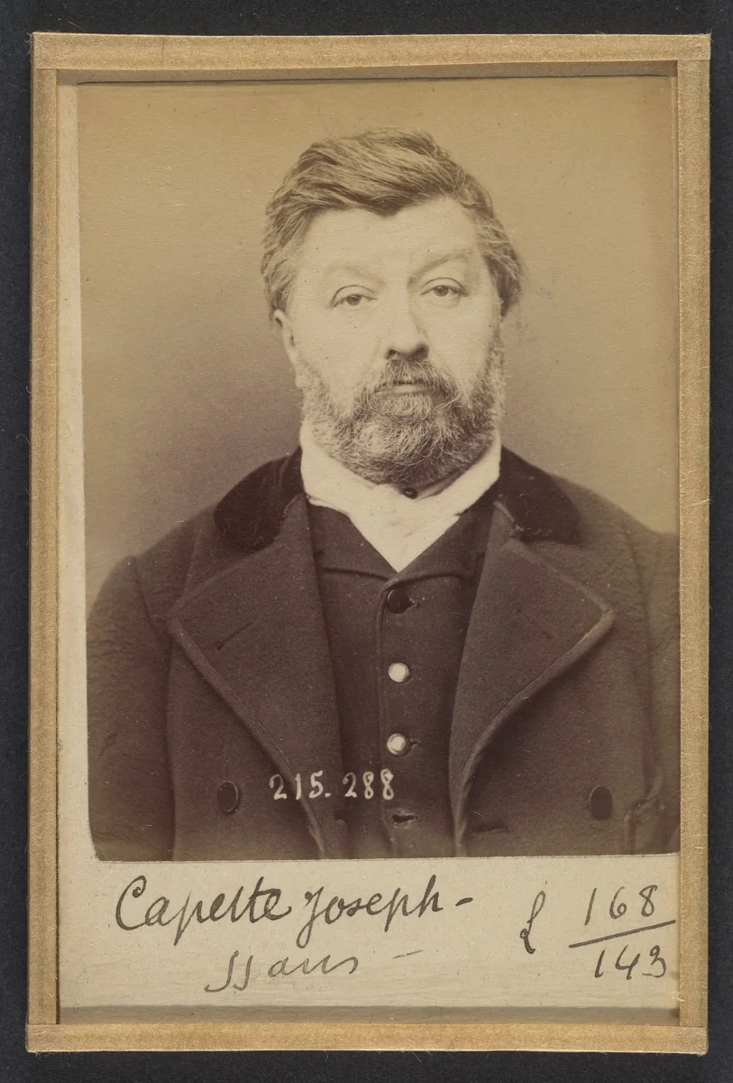 Capette. Joseph, Désiré. 56 ans, né à Paris VI. Maroquinier. Anarchiste. 7/3/94. by Alphonse Bertillon, photograph, 1894