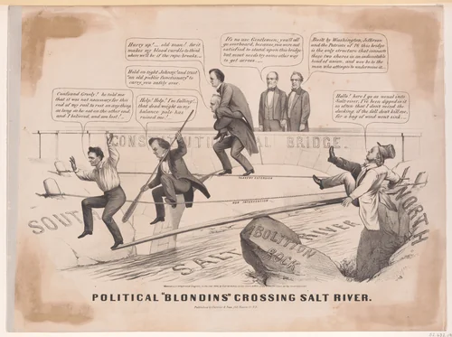 Political "Blondins" Crossing Salt River by Currier & Ives, print, 1860