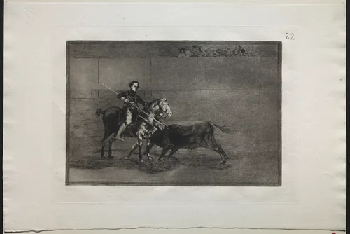 Bullfights: Manly Courage of the Celebrated Pajuelera in (the Ring) at Saragosa by Francisco de Goya, print, 1816-1876