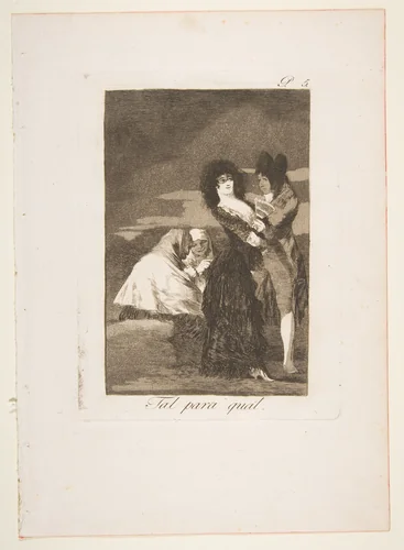 Plate 5 from "Los Caprichos": Two of a kind (Tal para qual) by Goya, print, 1799