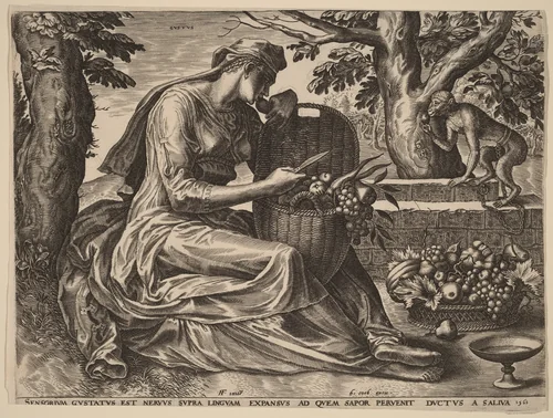 Gustus (Taste) by Cornelis Cort, print, 1561