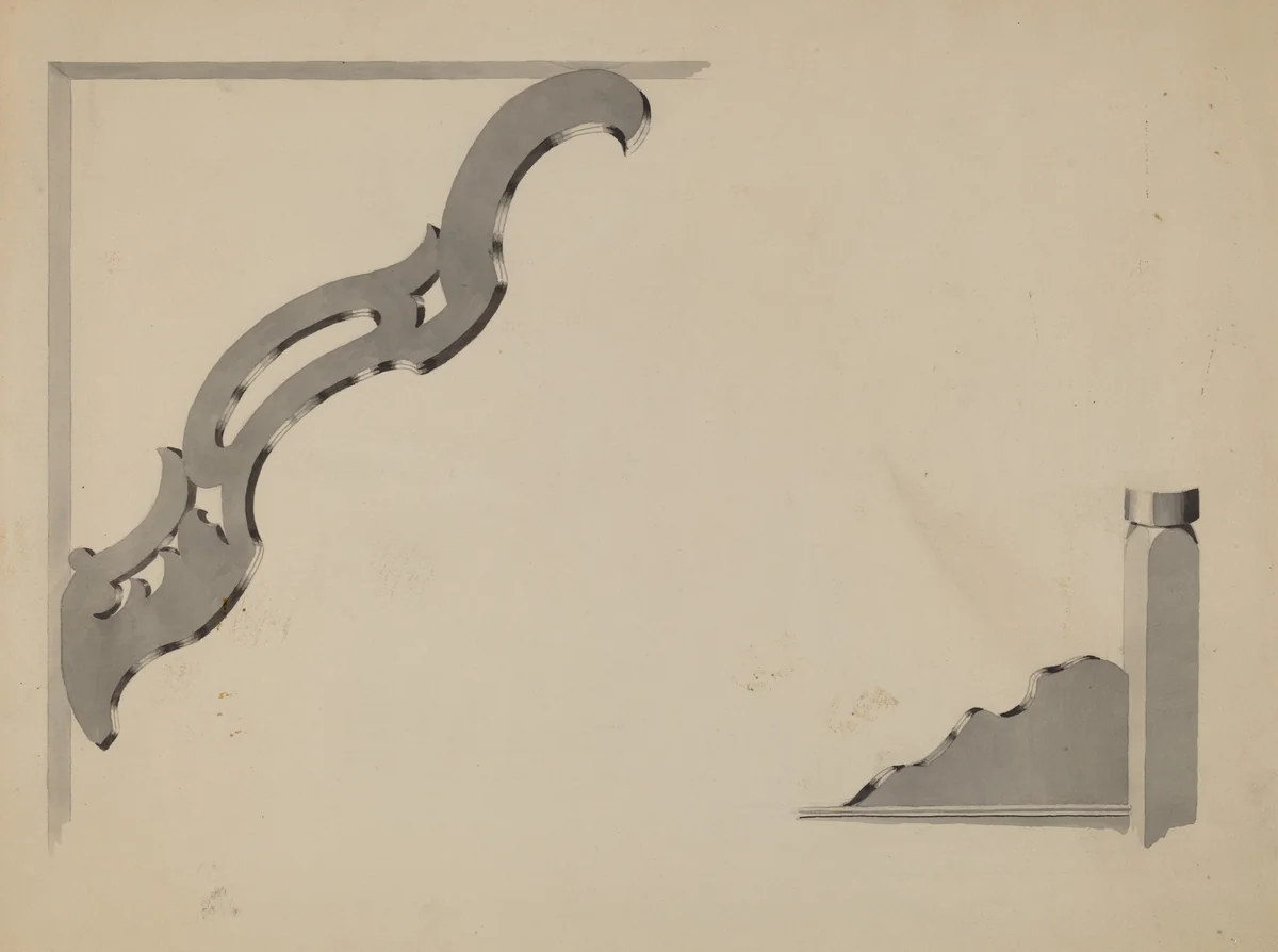 Half-canopy Carved Bed by Dorothy Posten, index of american design, 1936