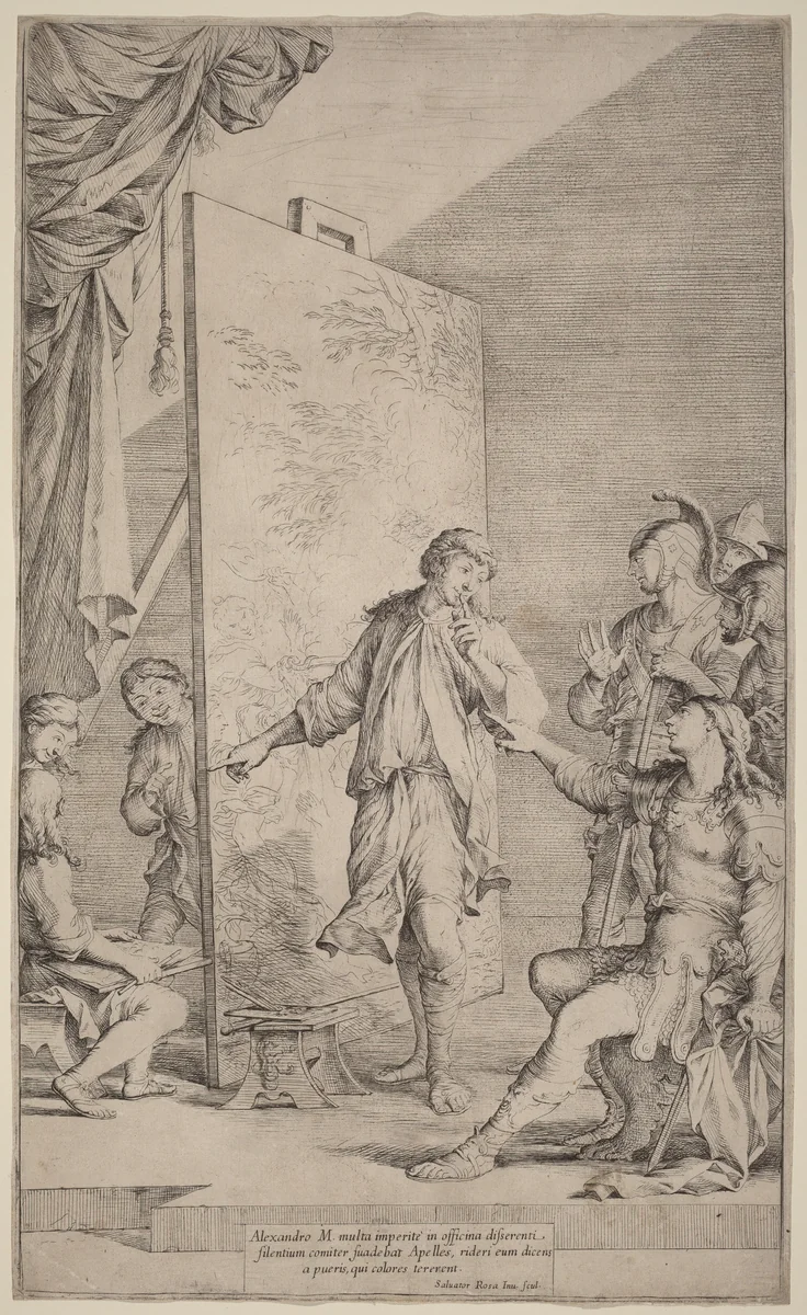 Alexander in the Studio of Apelles by Salvator Rosa, print, 1662