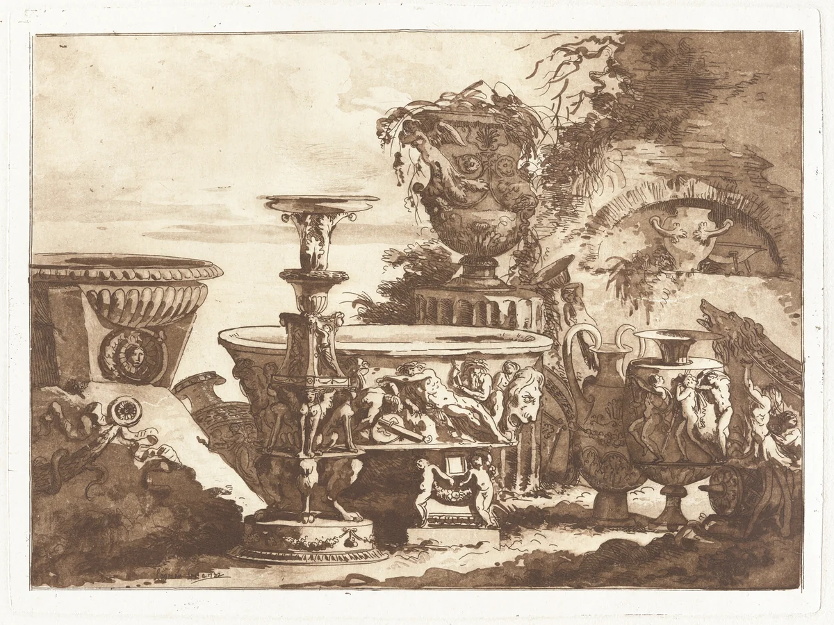Composition with Antique Vases by Jean Jacques Lagrenée, print, 1782