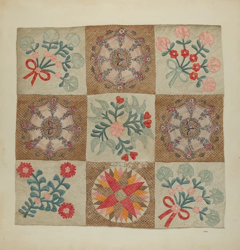 Applique and Patchwork Quilt by A. Zimet, index of american design, 1939