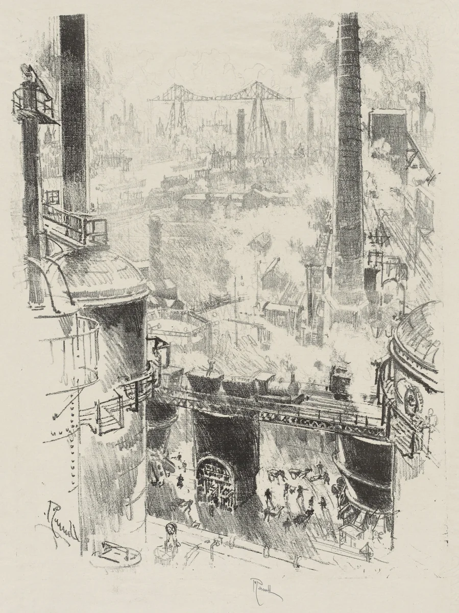 English War Work: From othe Tops of the Furnaces by Joseph Pennell, print, 1916