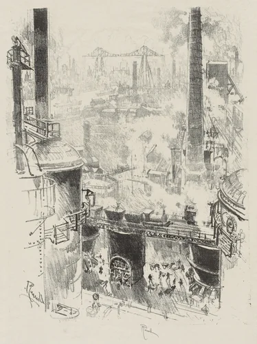 English War Work: From othe Tops of the Furnaces by Joseph Pennell, print, 1916