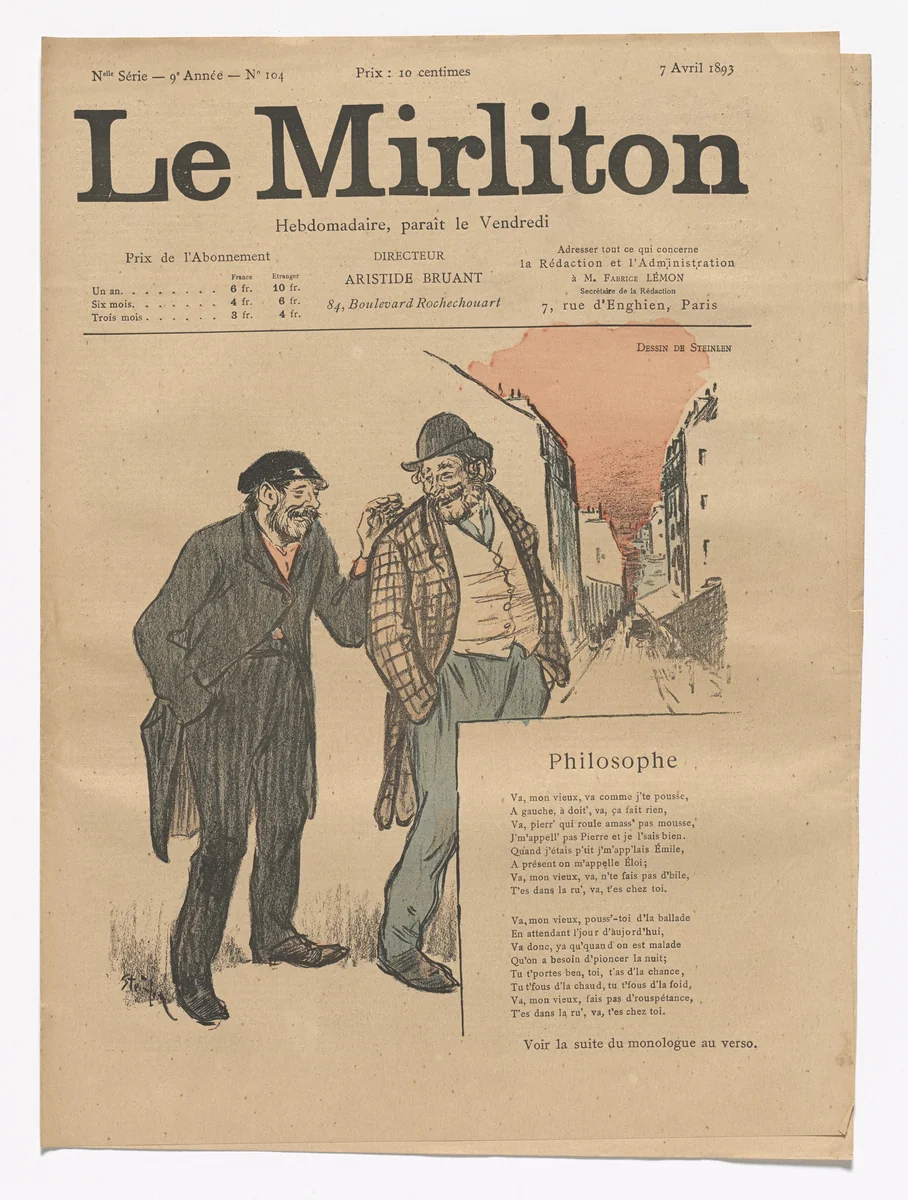 Le Mirliton, no. 104 by Théophile-Alexandre Steinlen, periodical, 1893