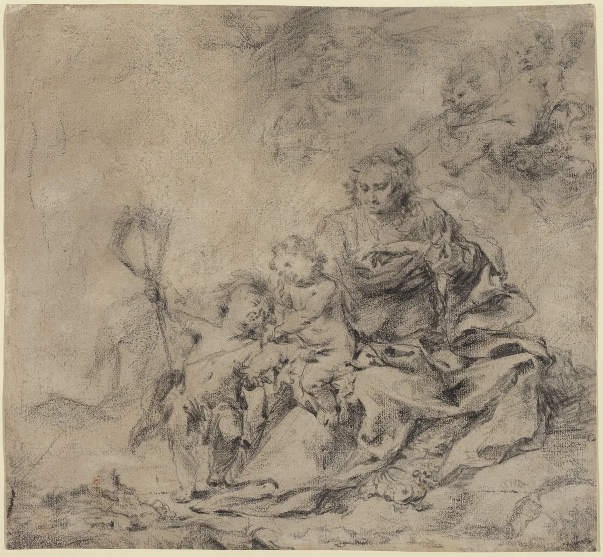 The Virgin and Child with John the Baptist by Cornelis Schut, drawing, 1597-1655