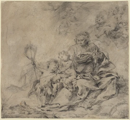 The Virgin and Child with John the Baptist by Cornelis Schut, drawing, 1597-1655