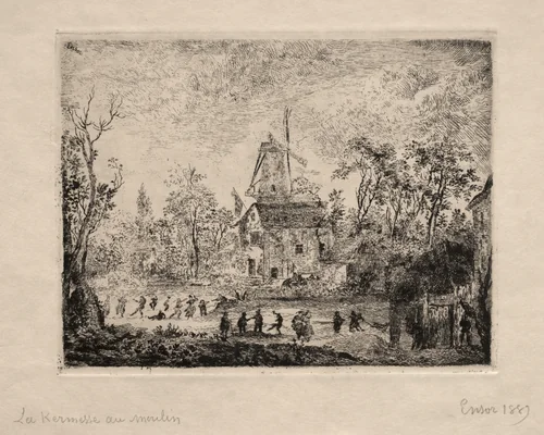 Village Fair at the Windmill by James Ensor, print, 1889