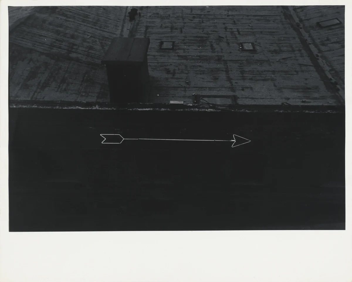 Neon arrow--Los Angeles by Robert Frank, photograph, 1955-1956