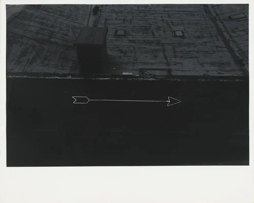Neon arrow--Los Angeles by Robert Frank, photograph, 1955-1956