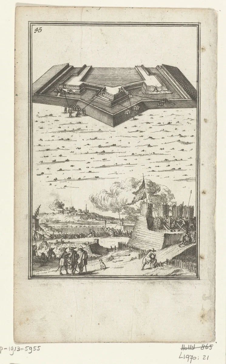 Illustratie voor 'Den Arbeid van Mars' van Allain Manesson Mallet by Romeyn de Hooghe, print, 1672