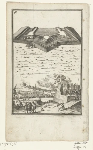 Illustratie voor 'Den Arbeid van Mars' van Allain Manesson Mallet by Romeyn de Hooghe, print, 1672