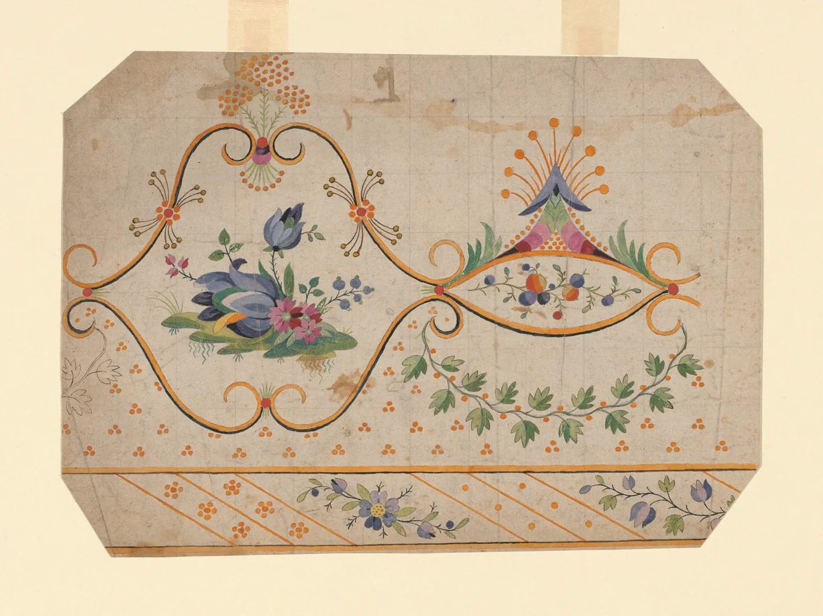 Design for a Woven, Printed or Embroidered Border by France, textile, 1701-1900