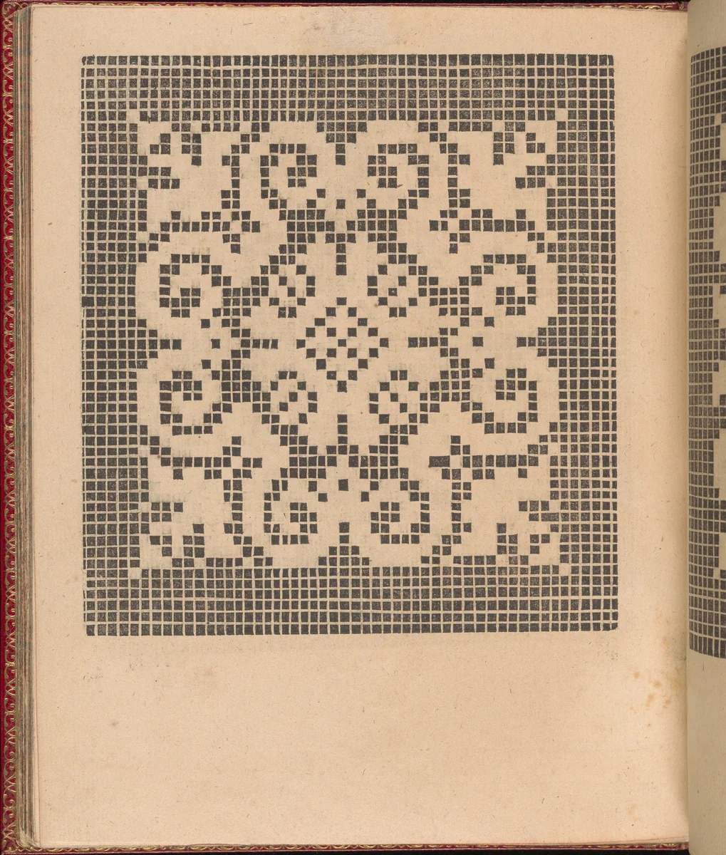 Les Singuliers et Nouveaux Portraicts... page 51 (verso) by Federico de Vinciolo, book, 1588