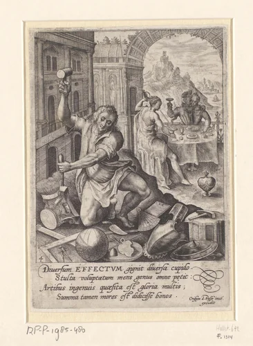 De deugdzame mens by Crispijn van de Passe, print, 1589-1611