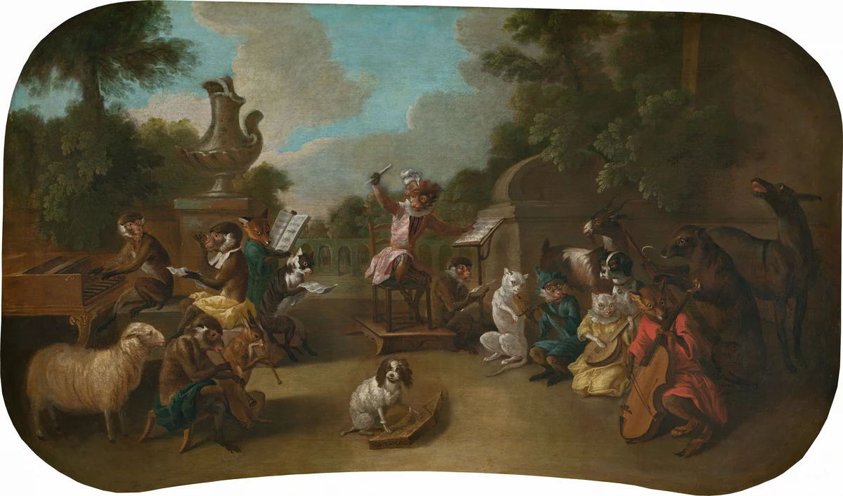 Singerie: The Concert by Christophe Huet, painting, 1739