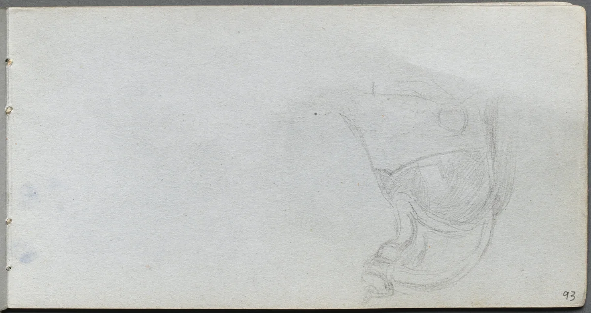 Sketchbook, page 93: Study of a Saddle by Ernest Meissonier, book, 1860-1869