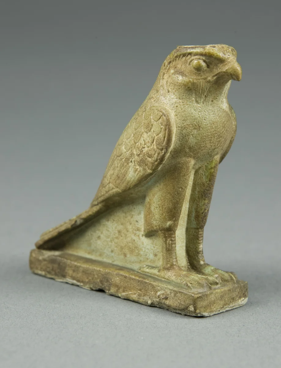 Amulet of the God Horus as a Falcon by Egyptian, metalwork, -664--30