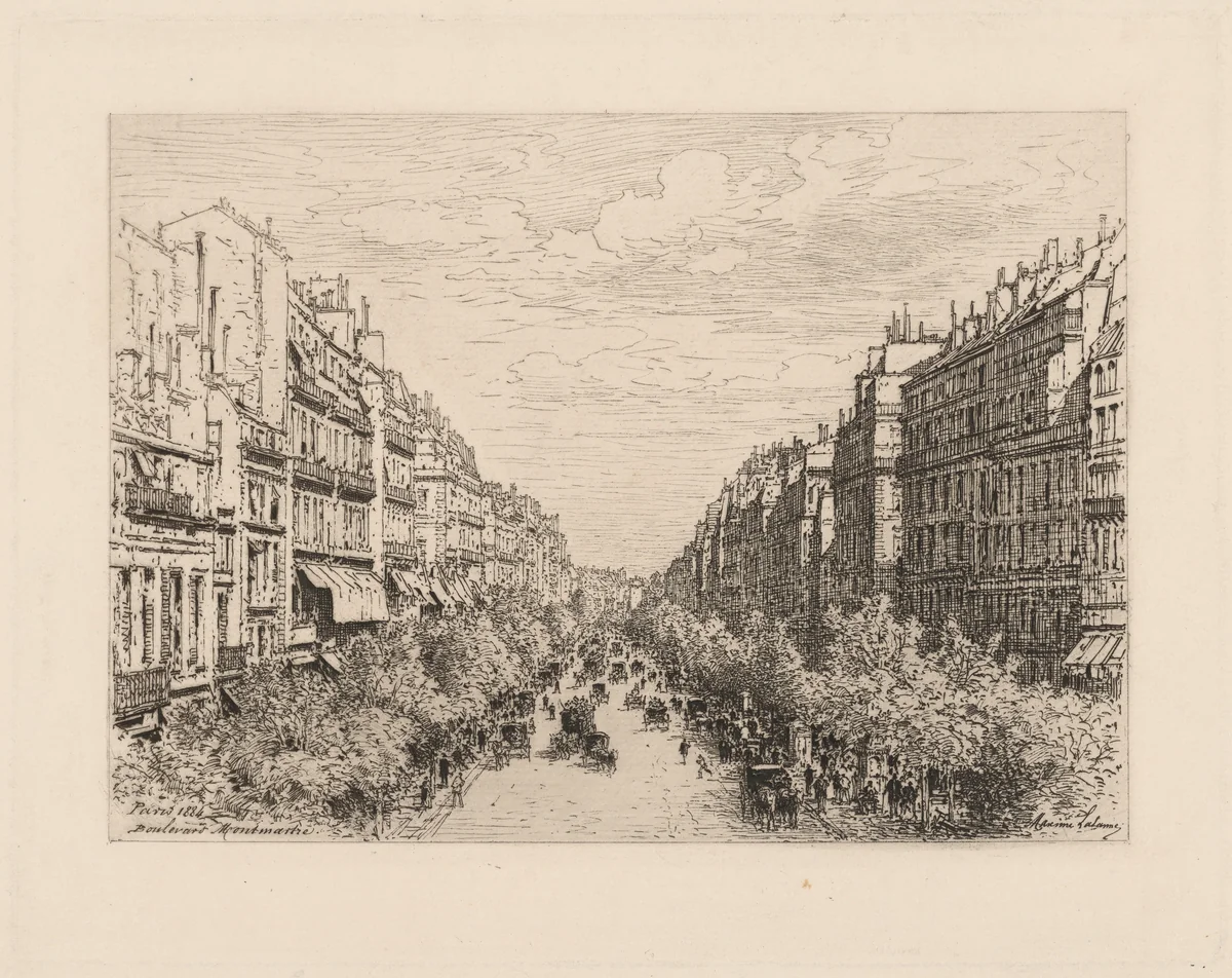 Boulevard Montmartre by Maxime Lalanne, print, 1884