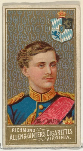 King of Bavaria, from World's Sovereigns series (N34) for Allen & Ginter Cigarettes by Allen & Ginter, print, 1889