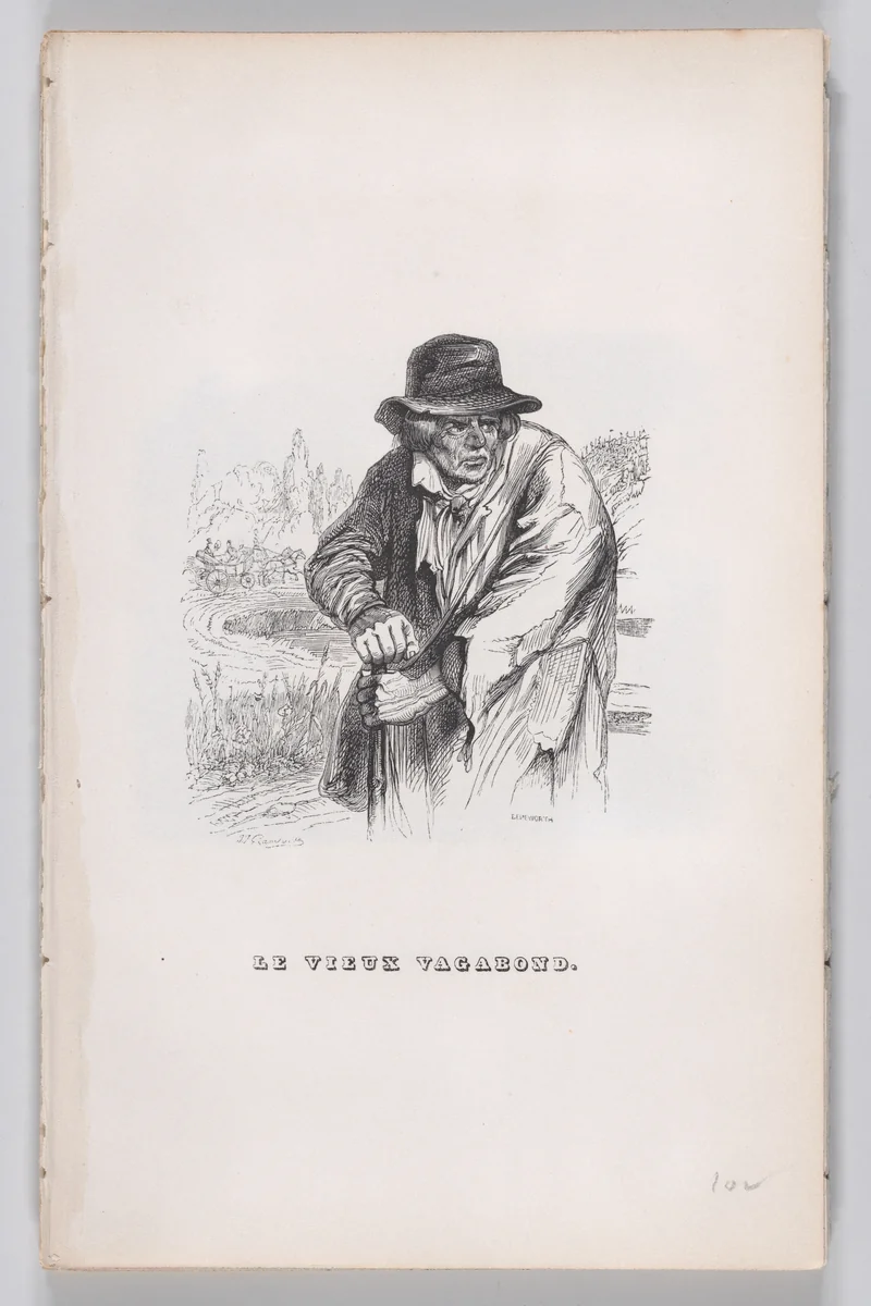 The Old Vagabond, from "The Complete Works of Béranger" by J. J. Grandville, print, 1836