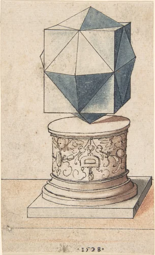 Perspectival Drawing of a Column Base with Geometrical Form by Peter Flötner, drawing, 1528