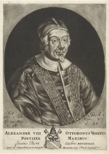 Portret van paus Alexander VIII by anonymous, print, 1689-1714