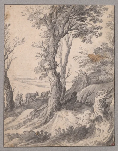 Landscape with a Large Tree by Paul Bril, drawing, 1611