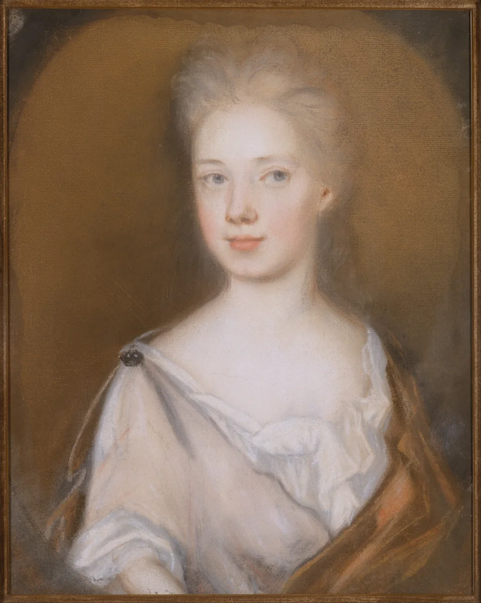 Mrs. Pierre Bacot (Marianne Fleur Du Gue) by Henrietta Johnston, artwork, 1708-1710