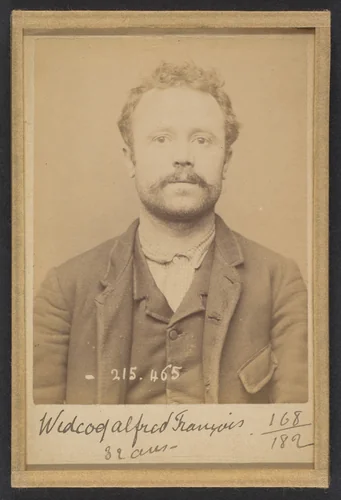 Widcoq. Alfred, François, Adolphe. 32 ans, né à Fressenneville (Somme). Mécanicien. Anarchiste. 10/3/94. by Alphonse Bertillon, photograph, 1894