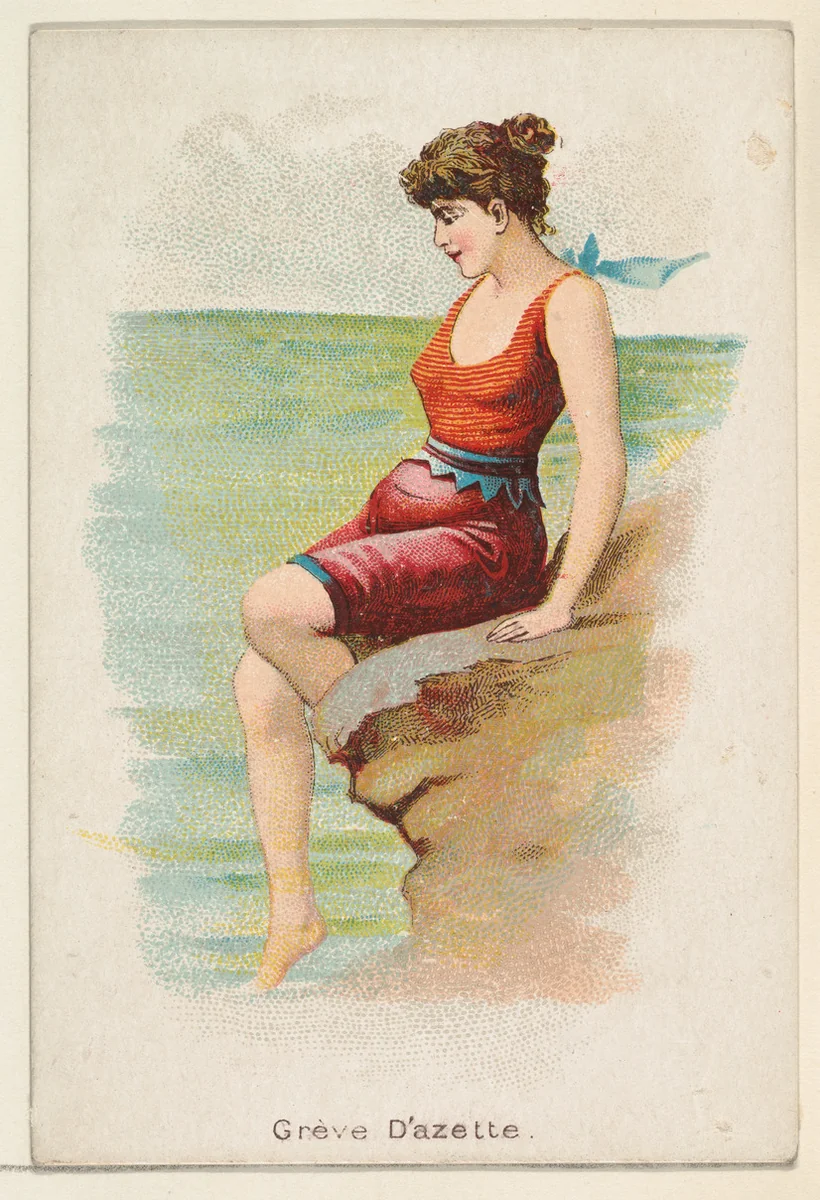 Grève d' Azette, from the Beautiful Bathers series (N192) issued by Wm. S. Kimball & Co. by William S. Kimball & Company, print, 1889