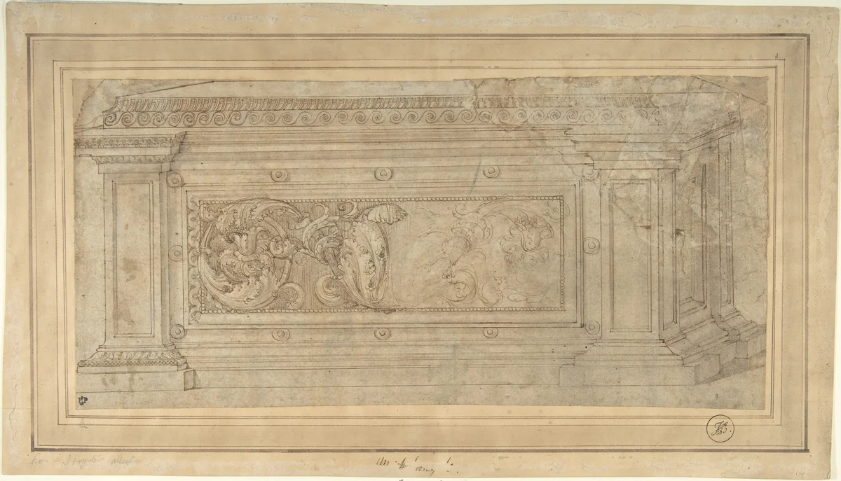 Design for a Cassone by anonymous, drawing, 1500-1550