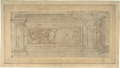 Design for a Cassone by anonymous, drawing, 1500-1550