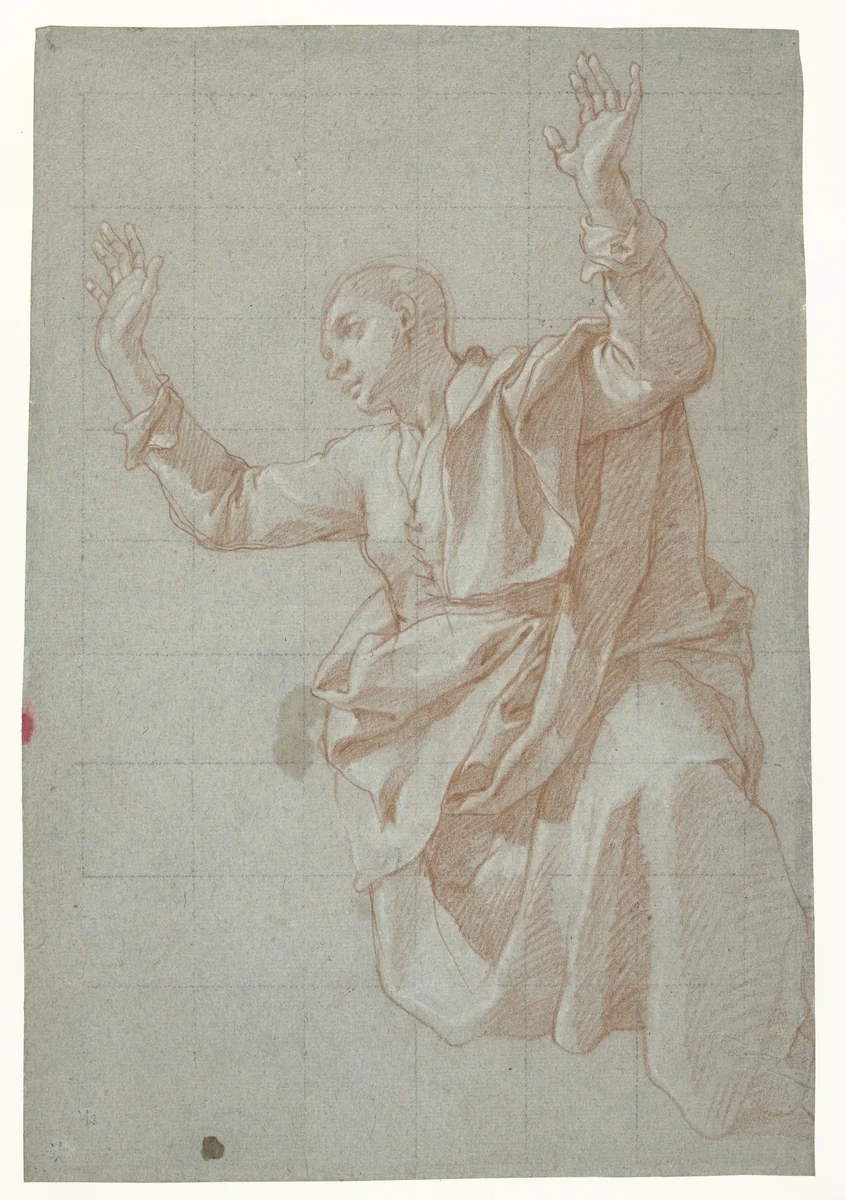 Studie van een jongeman by Bartolomeo Cesi, drawing, 1607-1615