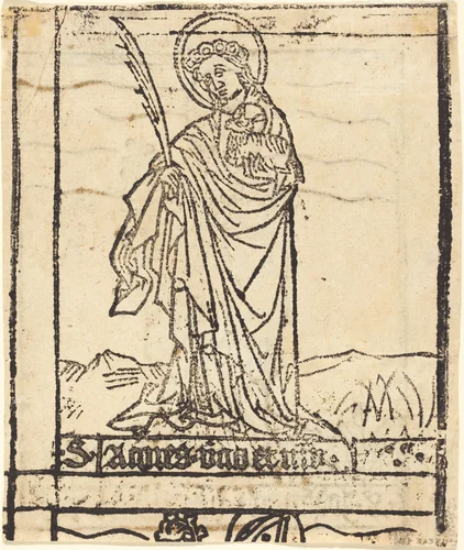 Saint Agnes [verso] by German 15th Century, print, 1460-1480