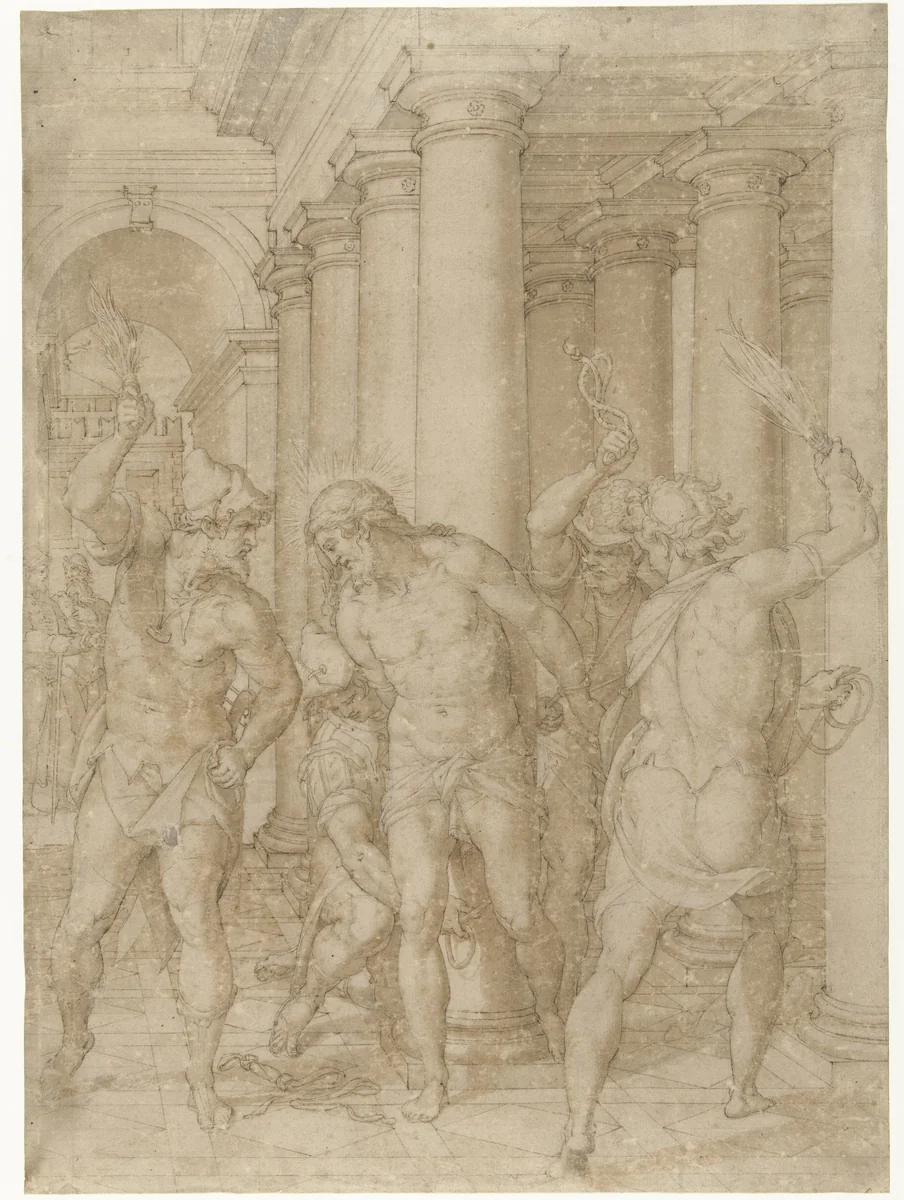 Geseling van Christus by Denys Calvaert, drawing, 1560-1619