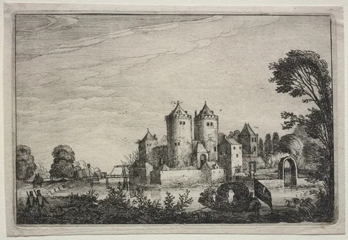 The Castle with Two Towers by Jan van de Velde, print, 1616