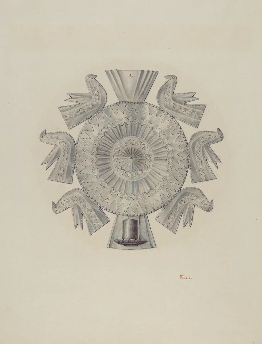 Cut Tin Candleholder by Hal Blakeley, index of american design, 1940