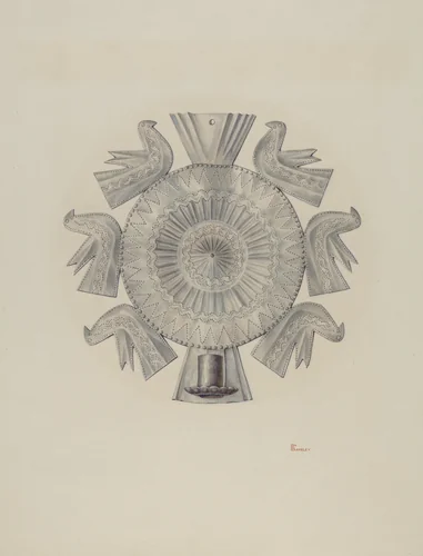 Cut Tin Candleholder by Hal Blakeley, index of american design, 1940