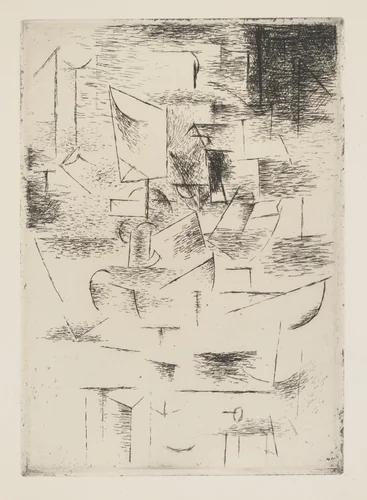 The Table (La Table) (plate, folio 19) from Saint Matorel by Pablo Picasso, illustrated book, 1910