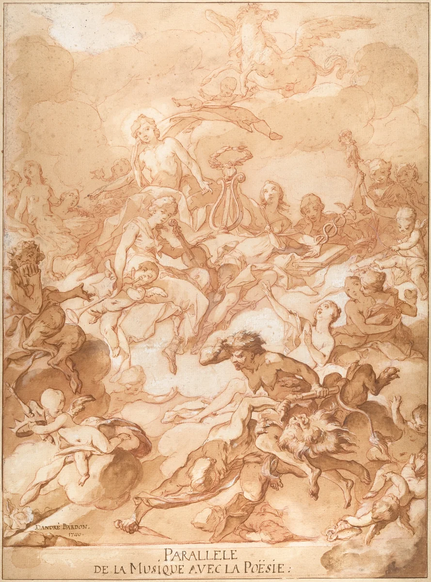 An Allegory Comparing Music and Poetry by Michel François Dandré-Bardon, drawing, 1740