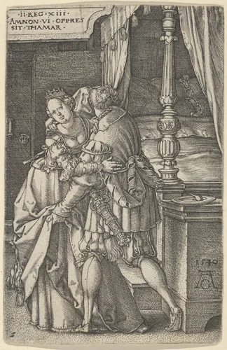 Amnon Violating Tamar by Heinrich Aldegrever, print, 1540