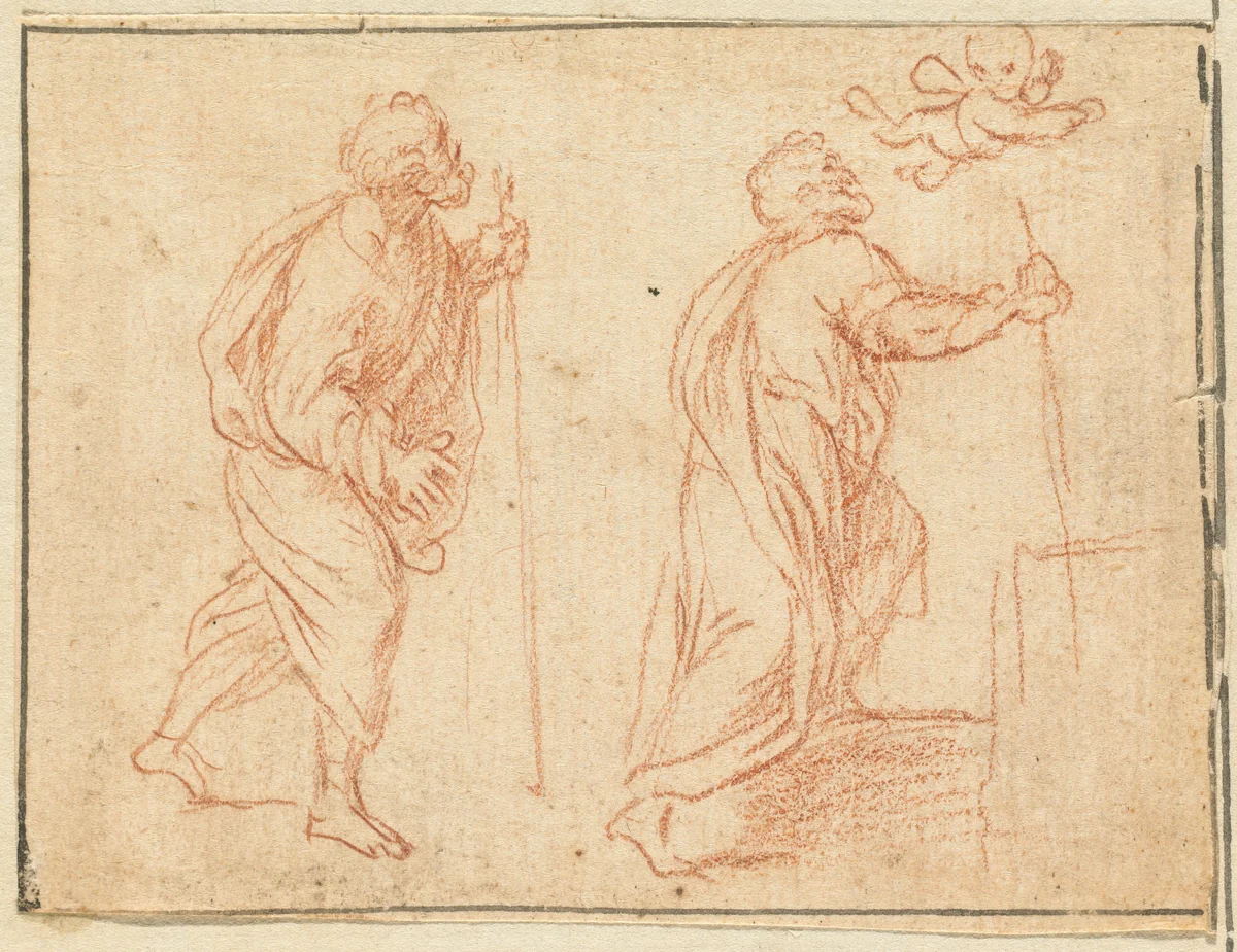 An Apostle Guided by an Angel by Agostino Masucci, drawing, 1691-1758